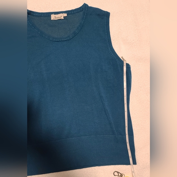 JESSICA Teal Blue V-Neck Sweater Vest Size L - Picture 7 of 8